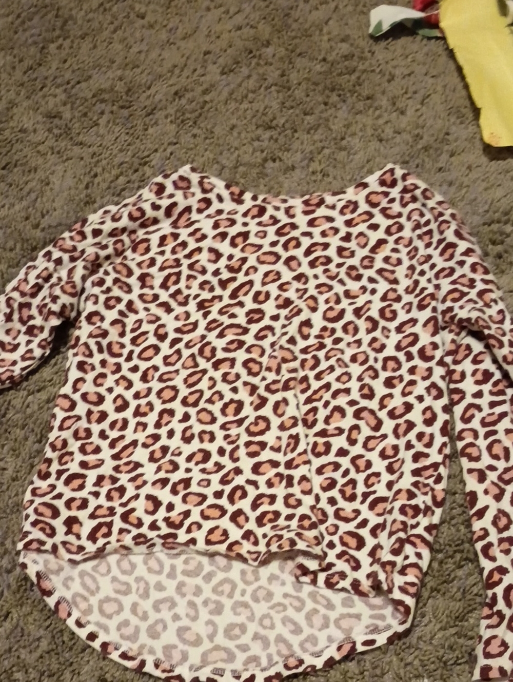 Old Navy Girls' Pink and Brown Leopard Print Long Sleeve Top